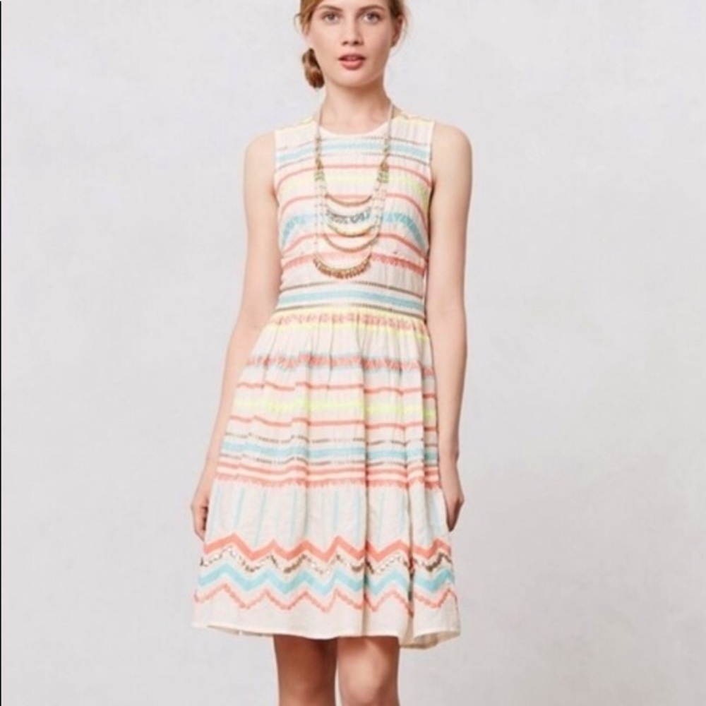 Anthropologie Vibrant linen dress like new